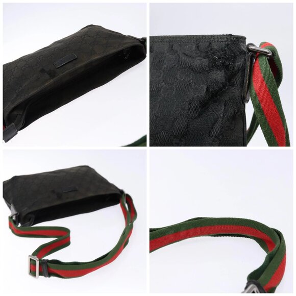 GUCCI GG Canvas Web Sherry Line Shoulder Bag Black Silver 189749 Auth bs28637 - Picture 16 of 16